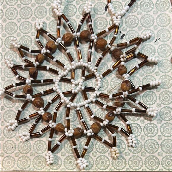 Beaded Statement Necklace in Brown and White - Picture 2 of 4